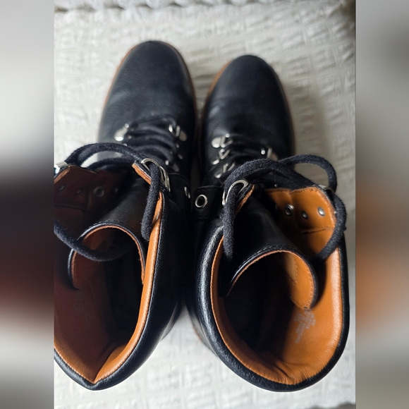 Indigo Black Leather Combat Boots - Picture 5 of 8